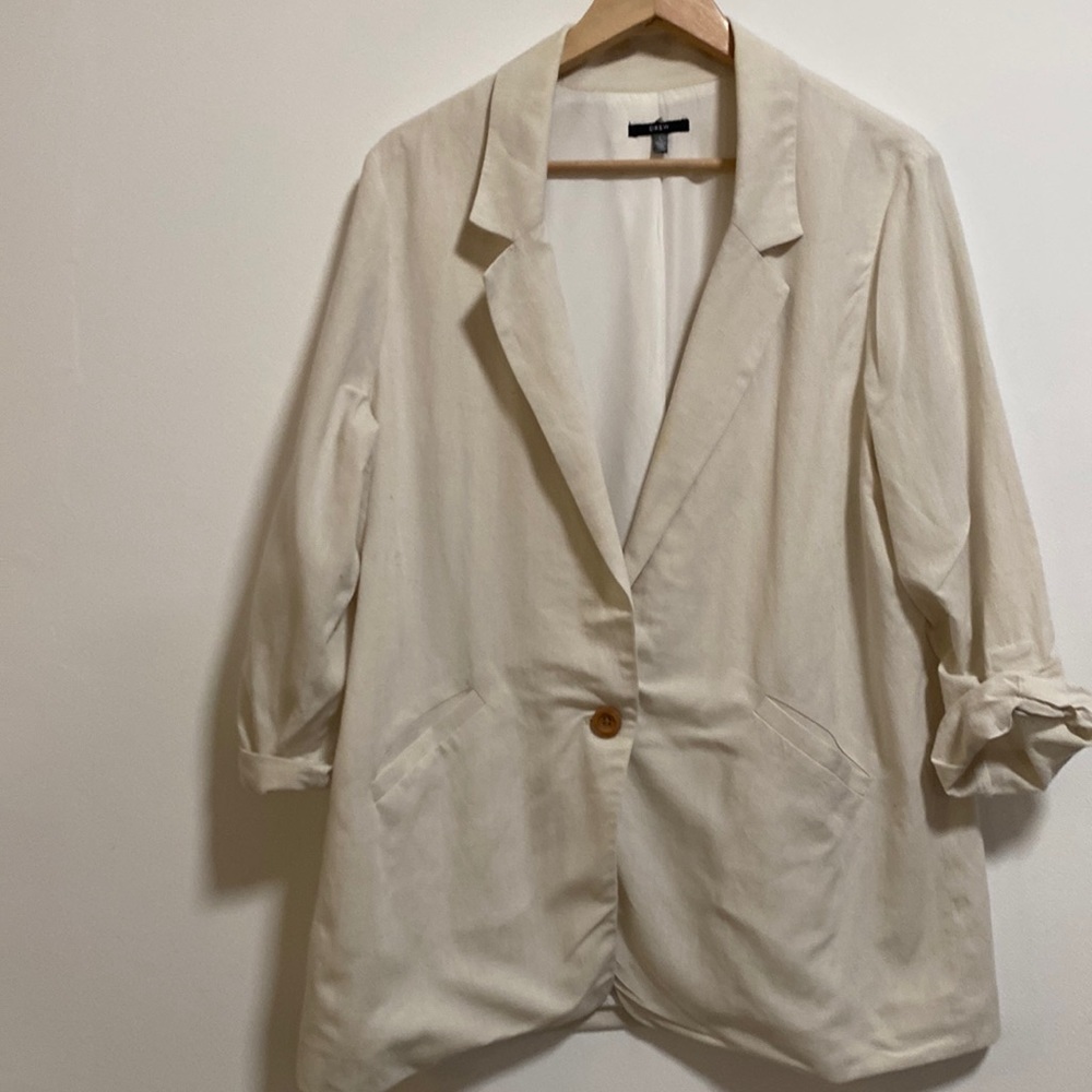 Drew L Linen Blend 3/4 Sleeve Blazer